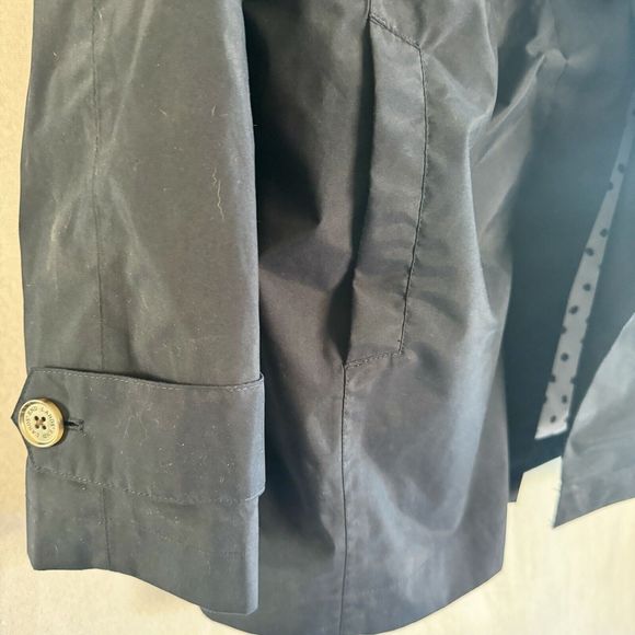 Lands' End Womens L 14-16 Navy Lined Polka Dot Raincoat Machine Wash Pockets - Picture 9 of 13